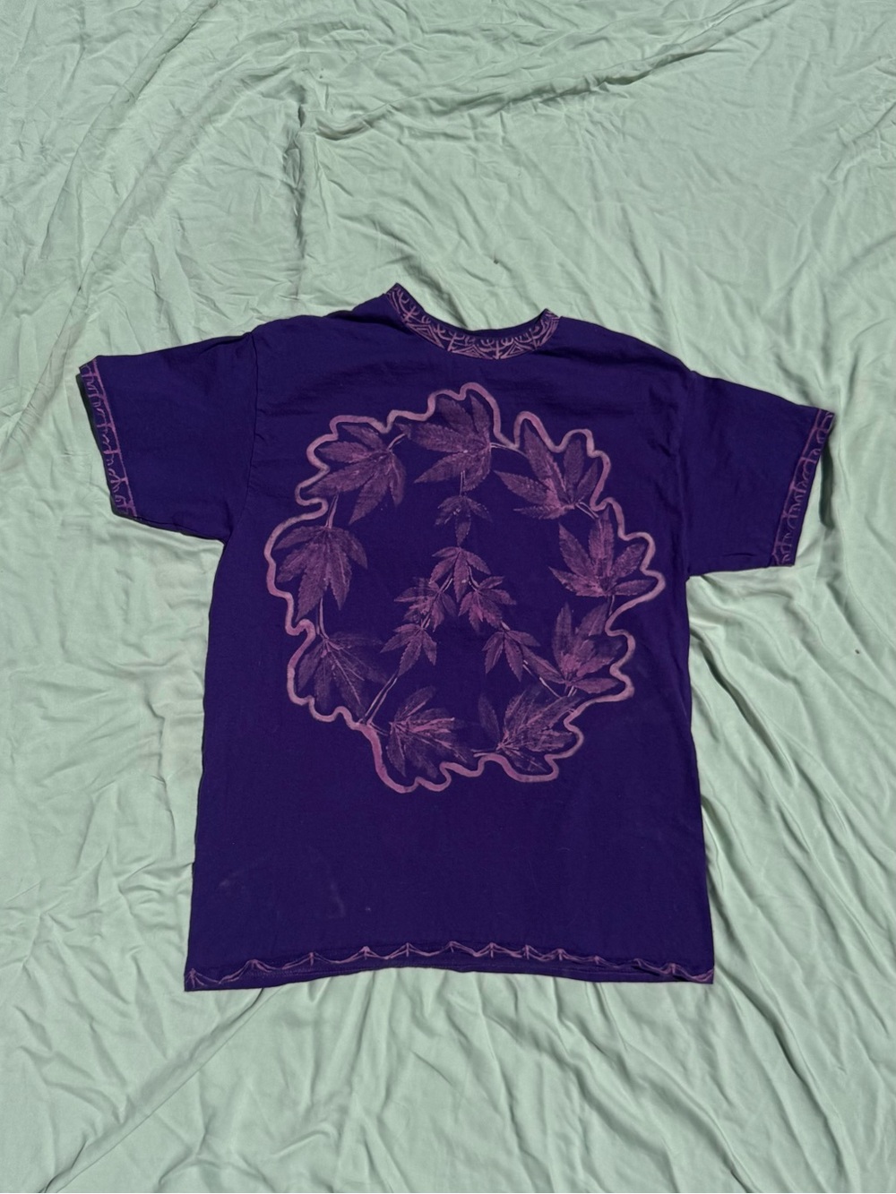 Pot leaf peace sign t-shirt, hand painted custom bleach art